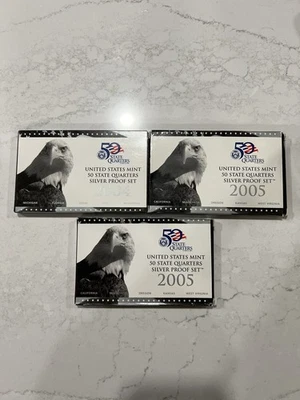 3x 2004-S And 2005-S 90% Silver US Proof Quarters In Original Package With COA - Image 1 of 4