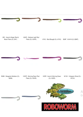 Roboworm Curly Tail Worms 5.5 Inch ( CL ) 8pk Pick from 10 Colors FREE SHIPPING - Image 1 of 4