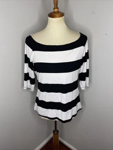 Alembika kurzärmliges Damen-T-Shirt schwarz-weiß gestreift Viskose Lycra Größe 5 - Bild 1 von 9