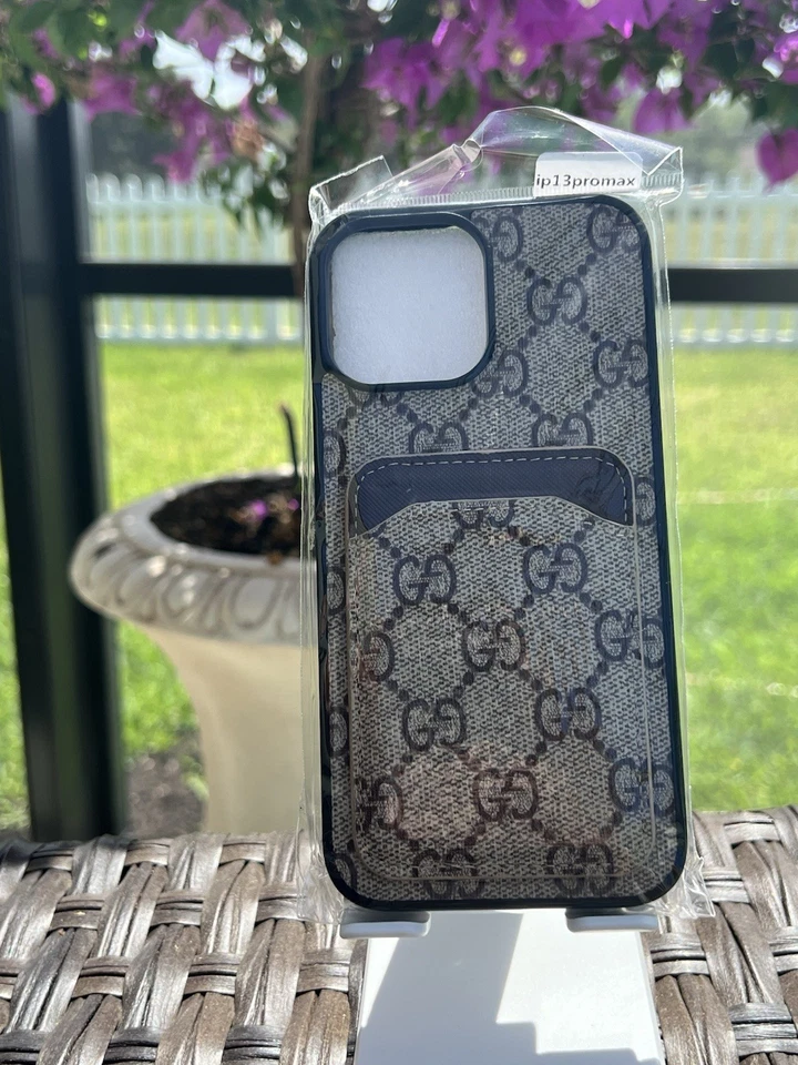 Роскошный розетка дизайнерский желтовато-коричневый унисекс бумажник подпись чехол iPhone 13 Pro Max! - Изображение 1 из 1