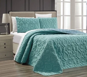 3-Piece Tropical Coast Seashell Beach Queen/Full Oversize Oversize Bedspread ... - Picture 1 of 2