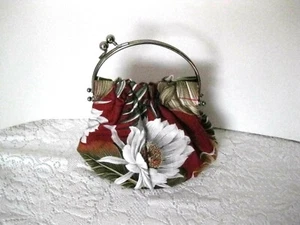 Abba Tropical Floral Tela Bolso Cartera Metal Beso Cerradura Hawaiano Pequeño NUEVO - Imagen 1 de 5