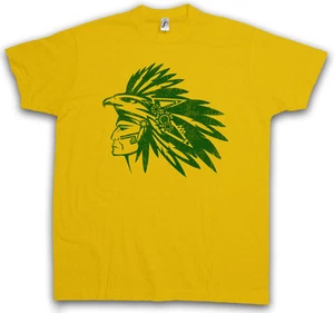 AZTEC WARRIOR T-SHIRT Indian Chief Chieftain Feather Headdress Howgh - Picture 1 of 1