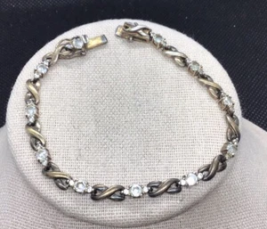 Sterling Silver 925 Clear Cz Stone Bracelet 7" Y005 - Picture 1 of 4