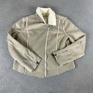 Lucky Brand Jacke Damen Large Beige Polyester Langarm Fell Wildleder Reißverschluss - Bild 1 von 7