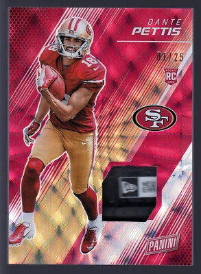 Dante Pettis RC New Era Logo Patch Tag Hat Cap Relic 2018 NFL Panini Day # 1/25 - Image 1 of 2