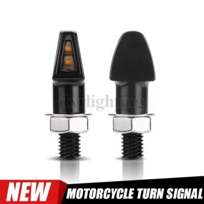 2X Black Motorcycle LED Turn Signal Mini Blinker Amber Indicator Light Universal - Image 1 of 4