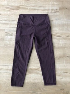 Zyia Activewear High Waisted Cropped Leggings 19” Size 8 - 10 Pockets Purple - Picture 1 of 7