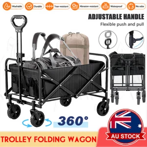 Folding Beach Trolley Wagon Cart Garden Outdoor Picnic Camping Shopping Trolley - Picture 1 of 16