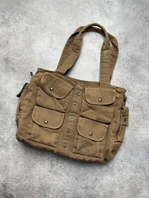 vintage multi pocket japanese studded cotton unisex bag - Image 1 of 4