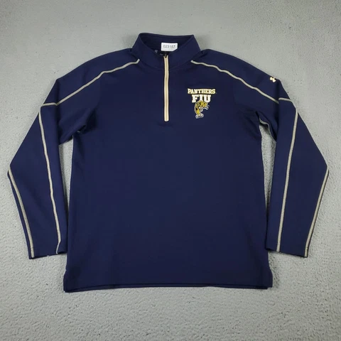 Under Armour FIU Panthers T Shirt Mens Large Navy Blue 1/4 Zip Up NCAA Sports * Cover