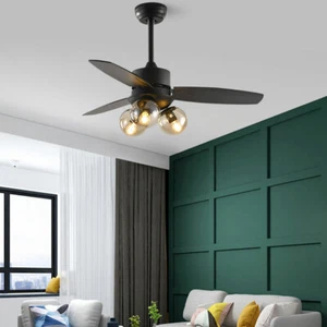 42" Vintage Ceiling Fan w/Light Industrial Farmhouse Chandelier Lighting 3-Light - Picture 1 of 12