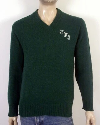 vintage 60s Puritan thermaX Wool V-Neck Sweater Jumper Monogram HWJ Mod SZ L - Image 1 of 4