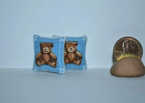 1:12 Scale Miniature Dollhouse Pillows Cushions Cute Teddy Bear Throw Pillows - Picture 1 of 3