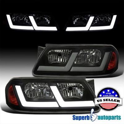 For 2000-2005 CHEVY IMPALA Smoke Black Headlights w/ Fiber optic LED strip Foto 1 de 4