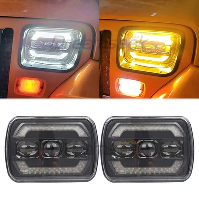 2Pcs 5x7 Zoll LED Scheinwerfer Fernlicht Abblendlicht DRL für Jeep Wrangler GMC - Bild 1 von 4