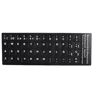 Keyboard Sticker Spanish Waterproof Black Background For 10in To 17in Laptop NEW - Afbeelding 1 van 12