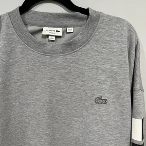 Lacoste Men's XXL Gray Fleece CrewNeck Sweatshirt FR 7 Reflective Sleeves - Picture 1 of 9
