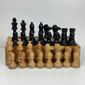 Vintage Wooden Chess Set 3.75” King – Staunton Style – Wood Box – Read - Picture 1 of 23