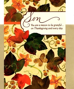 Happy Thanksgiving Son Nature Outdoors Garden Butterfly Hallmark Greeting Card - Picture 1 of 3