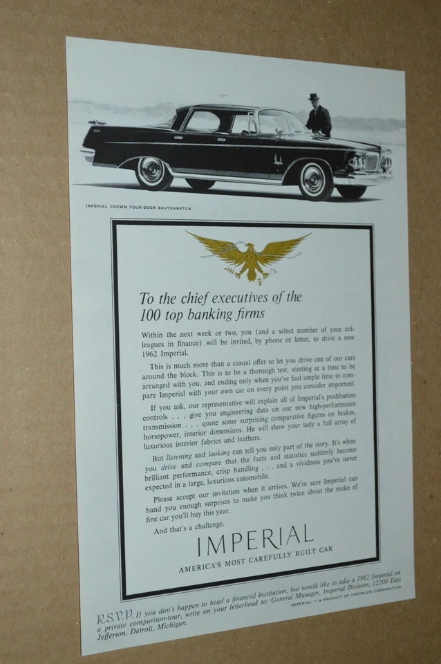 Chrysler Imperial Crown 1962 anuncio original impreso anuncio 62 Foto 1 de 1