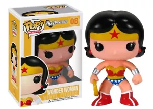 FUNKO POP HEROES DC UNIVERSE #08 WONDER WOMAN (YELLOW BOX) RARE VAULTED VINYL 🍎 - Picture 1 of 10