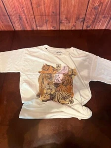 Vintage Canvas Tiger Graphic T-Shirt Large 100% Cotton Short Sleeve Crew Neck - Picture 1 of 11