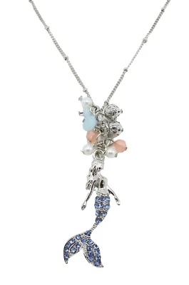 Adorable Nuevo Collar Colgante Sirena Diamantes de Imitación Azul Tono Plata #N2134 Foto 1 de 3