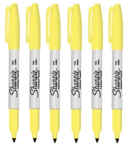 Sharpie Fine Permanent Marker Pen Citrine Yellow 6 Pack - Picture 1 of 1