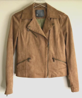 Jaqueta Anthropologie Feminina Tamanho XS Camurça Artificial Moto Crop Edgy Classic Boho Rocker - Imagem 1 de 4