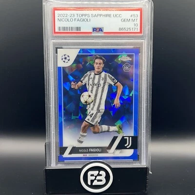 2022-23 Topps Chrome Sapphire #53 Nicolo Fagioli RC Rookie Juventus PSA 10 - Image 1 of 2