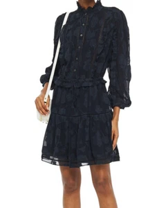 BNWT JOIE Adel B Ruffle Georgette Mini Dress Navy Blue XS Party Wedding - Picture 1 of 7