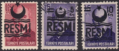 1955-57 Turkey SC# O24b-O31b - Kemal Ataturk - Official Stamps - 3 Differ. -Used - Image 1 of 2