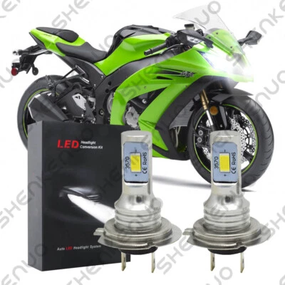 2x 6000K H7 Kit de bombillas LED para Kawasaki Ninja ZX10R 2004-2005 2011-2016 Foto 1 de 4