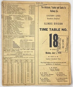 Atchison Topeka And Santa Fe Railway Time Table, Illinois Div 1970 - Picture 1 of 5