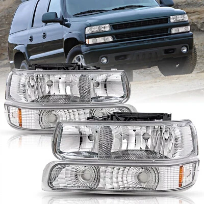 Par de faros con luz de parachoques para 99-02 Chevy Silverado 00-06 Tahoe Suburban Foto 1 de 4