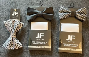 3 Black & Silver Gray J Ferrar Adjustable Pretied Bowtie Bow Tie MSRP $35 - $45 - Picture 1 of 7