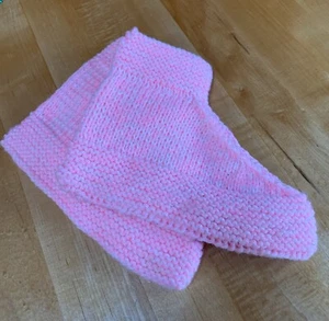 VTG Handmade Warm Crochet Knit Adult PINK Slipper Booties House Socks - N - Picture 1 of 4