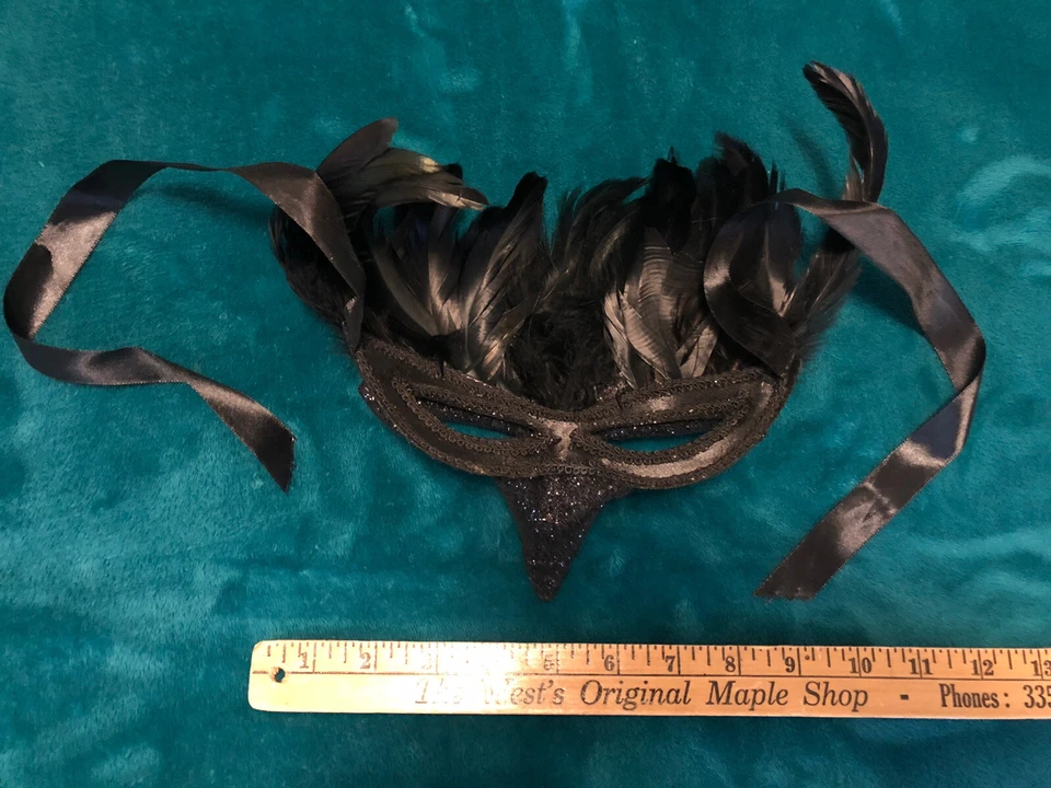 Costume Masque Masquerade Mask Black Sparkle Glitter Shimmer New - Image 1 of 3