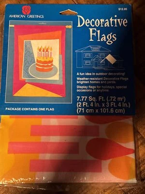 Feliz Cumpleaños Pastel Celebración Casa Patio Bandera 28" x 40" American Greetings Nuevo en Paquete Foto 1 de 2