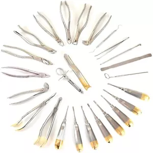 GERMAN 25 PCS ORAL DENTAL SURGERY EXTRACTING ELEVATORS FORCEP INSTRUMENT KIT SET - Picture 1 of 3