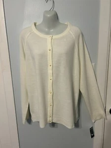 NWT Karen Scott Luxsoft White BF Cardigan Sweater with Long Sleeve      Size XXL - Picture 1 of 3