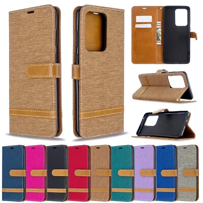 Case For Samsung S25 S24 Ultra S23FE S10 S8 S9 S7 Denim Leather Card Wallet Flip - Image 1 of 4