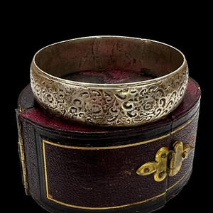 Antique Vintage Georgian Sterling Silver 925 Hand Chased Bangle Bracelet 46.8g - Picture 1 of 6