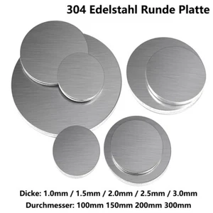 304 Edelstahl Ronden V2A Scheibe Platte Rund Blech 1mm-3mm Dick, Ø100mm - 300mm - Picture 1 of 11
