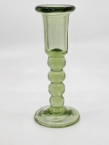 Handblown Green Jamestown Glass Candlestick Holder - Picture 1 of 8
