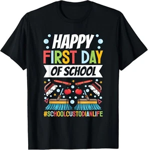 Janitor Happy first Day Of School School Custodian Tee Gift Unisex T-Shirt - Picture 1 of 3