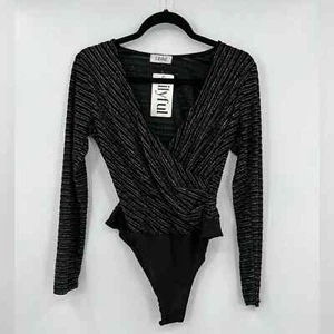 NWT Lilyful Wrap Bodysuit Top Velvet Sparkle Shimmer Shine Snap Closure Small - Picture 1 of 12