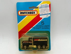 Vintage Matchbox 1981 Peterbilt Tanker Truck Amoco International Card #5 NIP - Picture 1 of 6