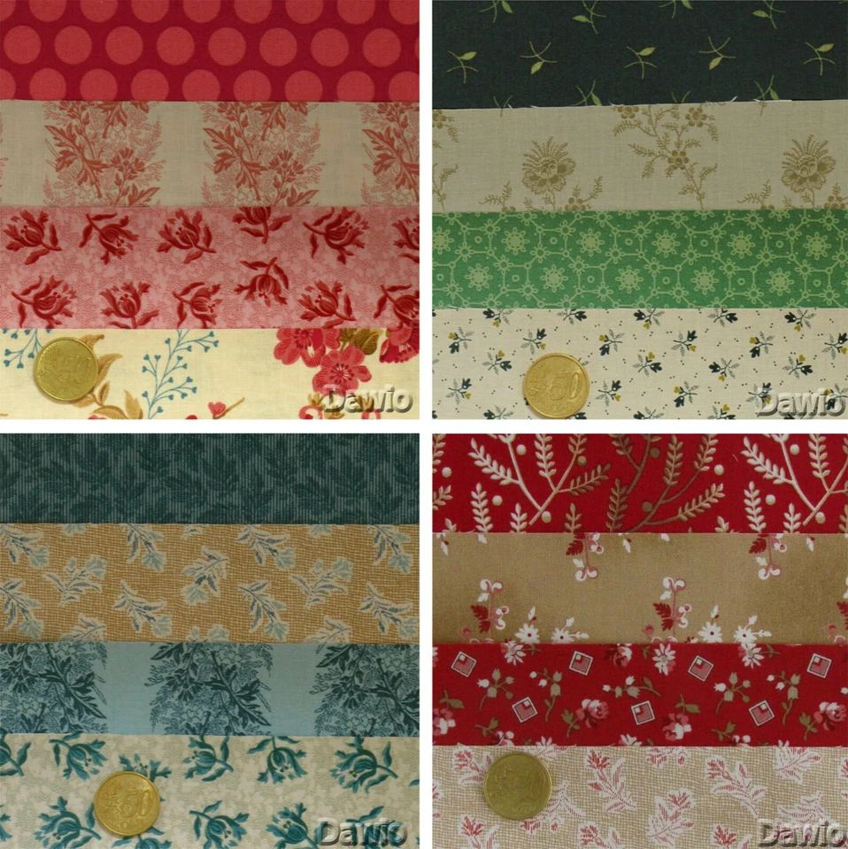 Stoffpaket 4 Stoffe bunt Blumen Patchwork Scraps Deko Quilt Stoff €18/m - Bild 1 von 1